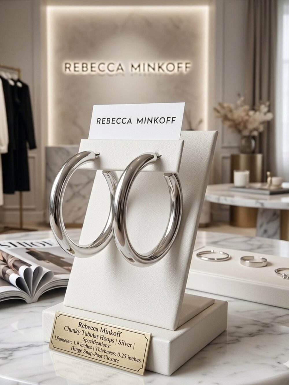 Rebecca Minkoff Chunky Tubular Hoop Earrings (Silver) Earring